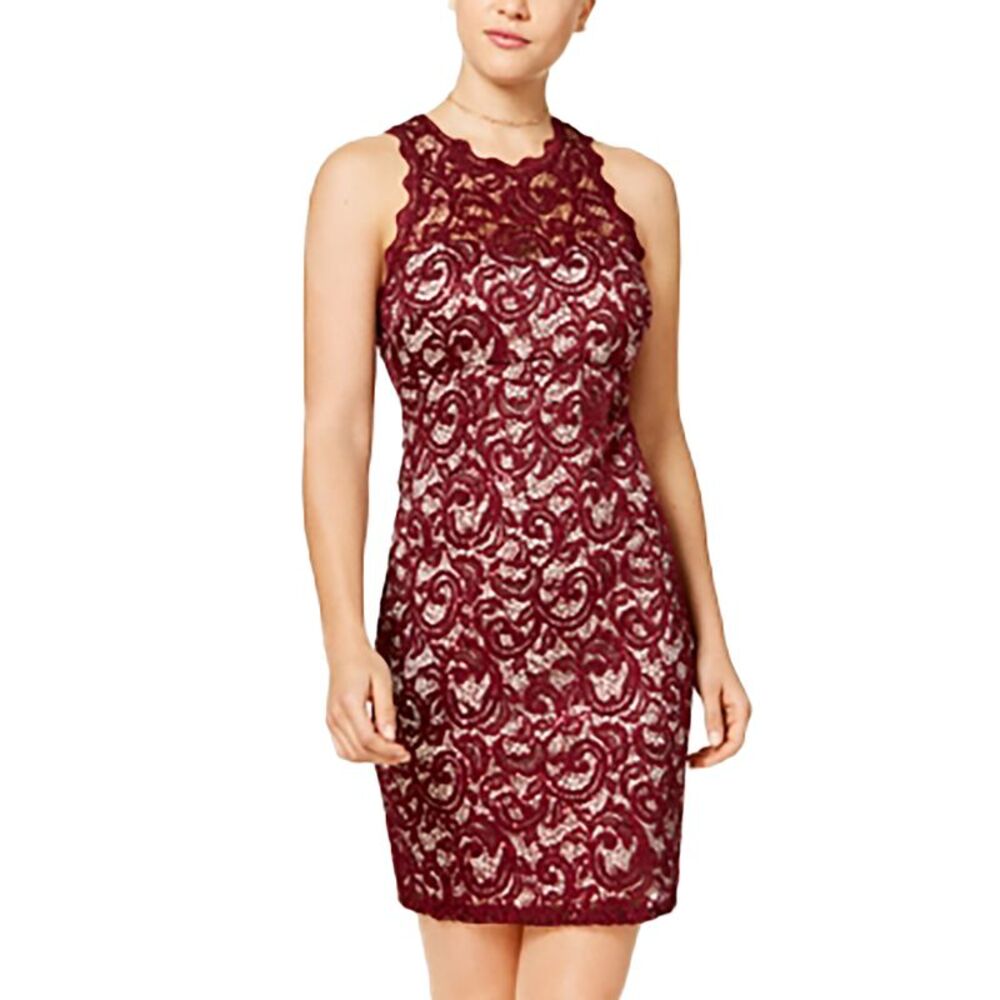 Sequin Hearts Juniors' Sequined Lace Bodycon Dress